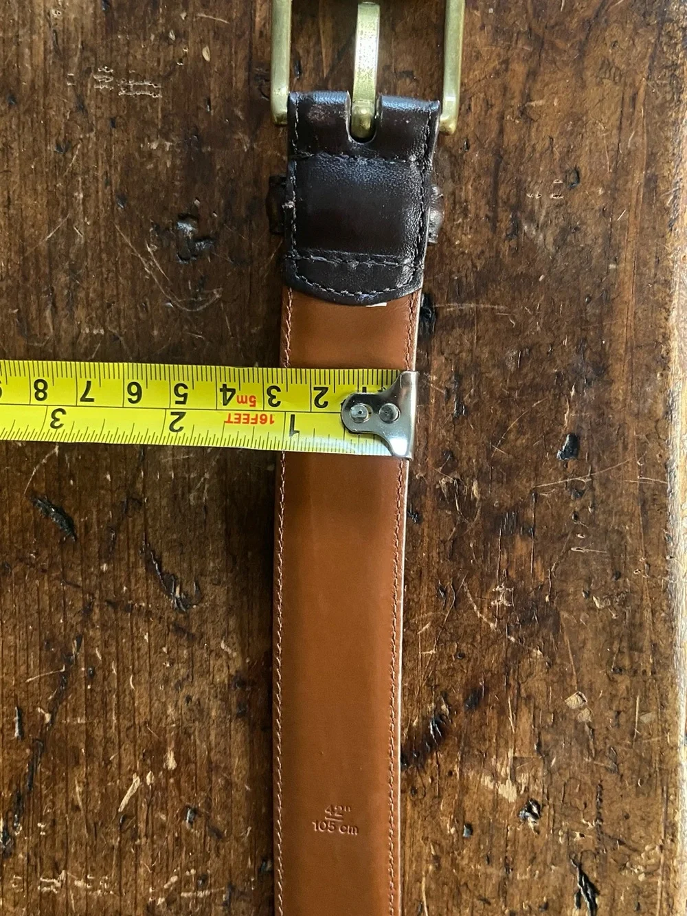 Coach Mens Dark Brown Full Grain Leather 42” Solid Brass Buckle Classic Belt
